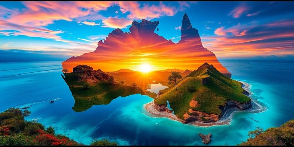 Photographic image of Australian landscape and trading elements.