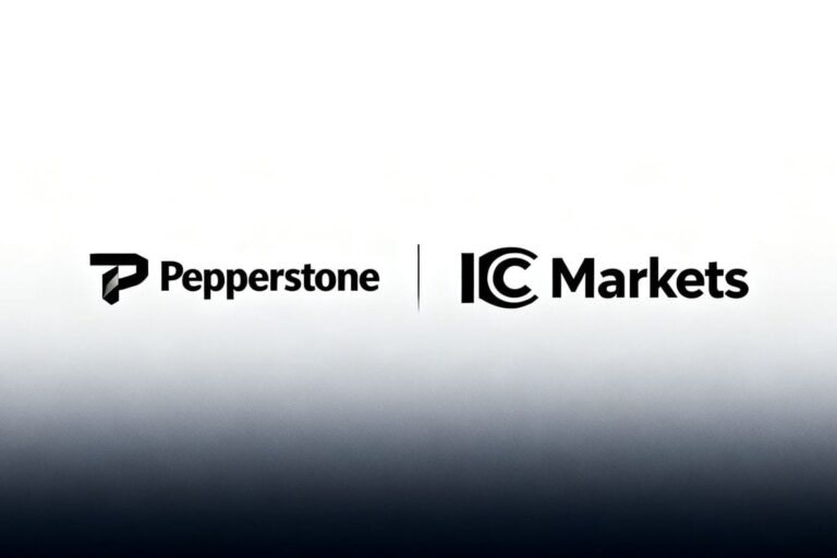 Pepperstone and IC Markets broker logos side-by-side.